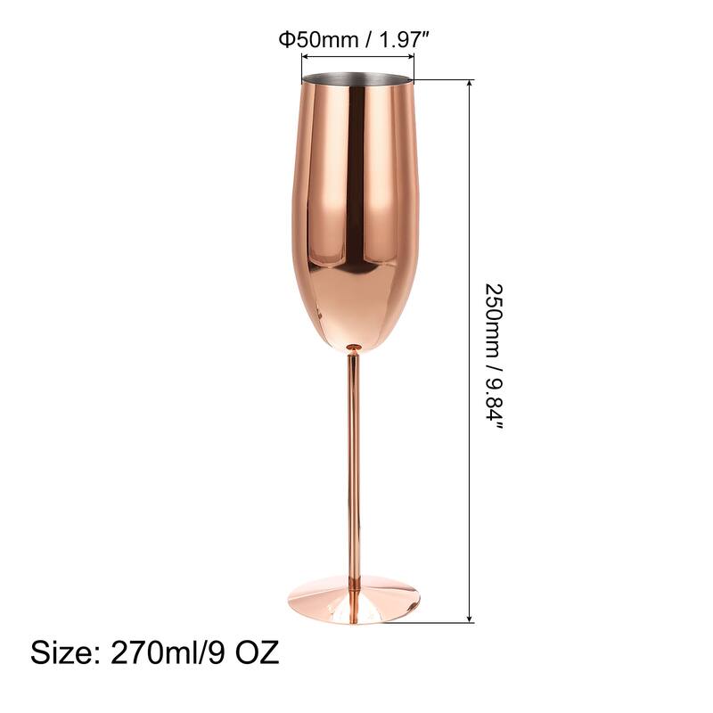 Unbreakable Stemmed Champagne Glasses, 270ml/9 OZ Champagne Flutes，Rose Gold - Rose Gold - Rose Gold