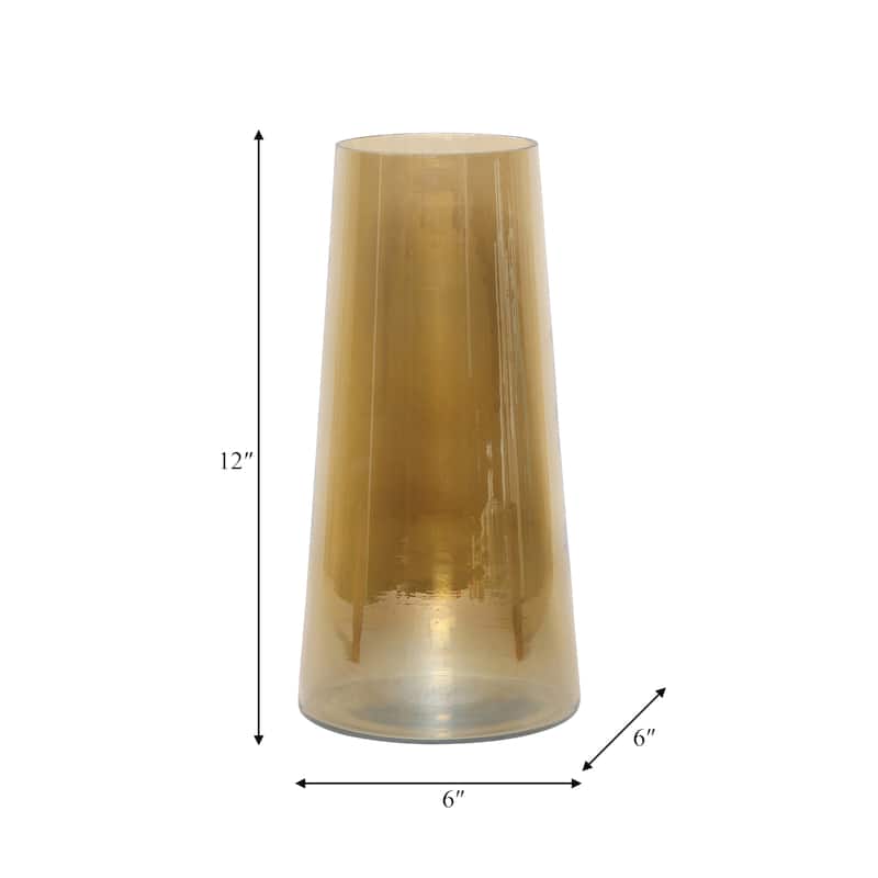 Sagebrook Home Glass, Luster Vase, Gold, Cylinder, Solid Color
