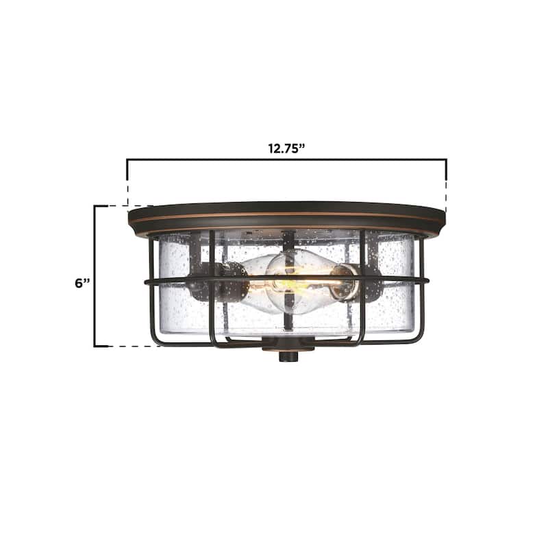 Westinghouse Lighting Rosella 12-3/4 Inch, Two Light Outdoor Flush Mount Ceiling Fixture, Clear Seeded Glass - 2-Light