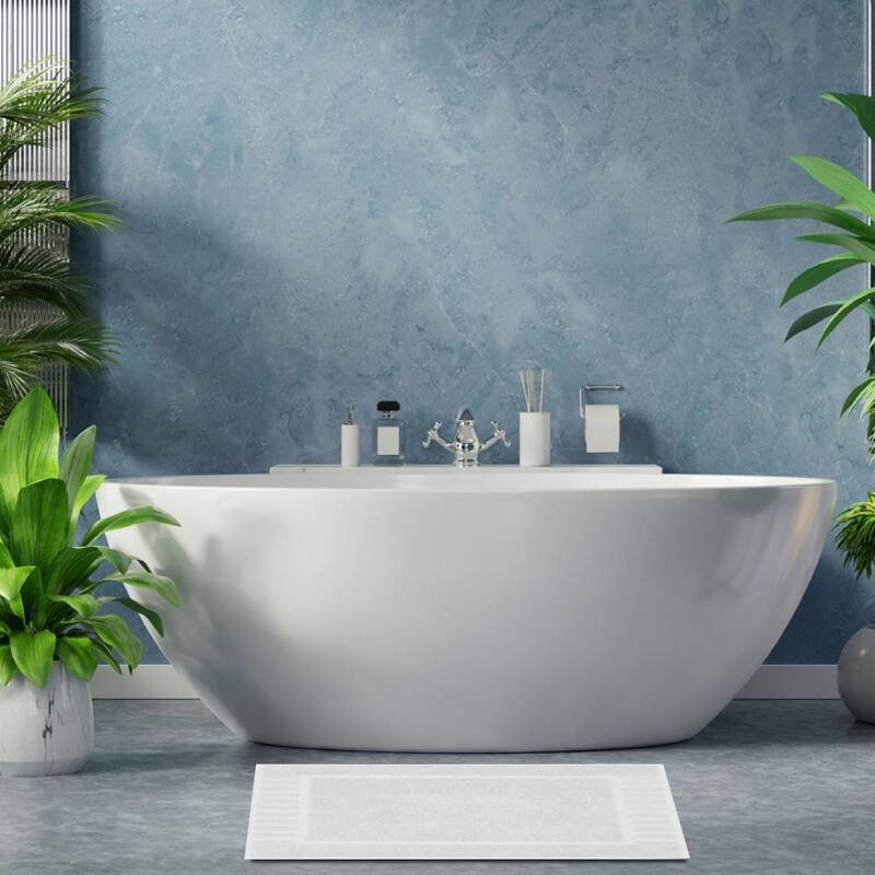 White Classic Luxury Cotton Bath Mat 22x34 Set of 2