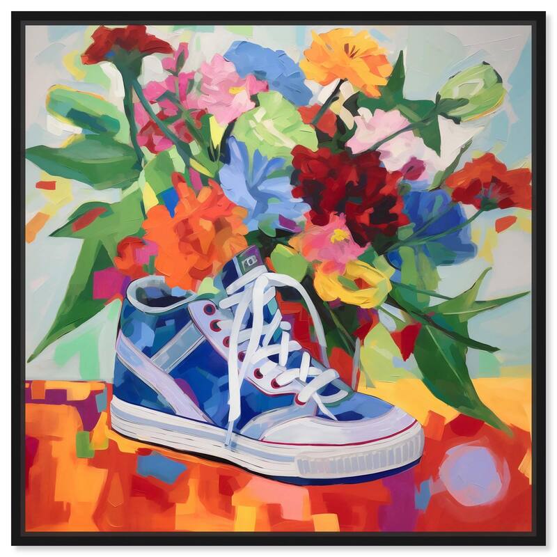 Colorful Sneaker Bouquet Canvas by Art Remedy - Black - 16" x 16"