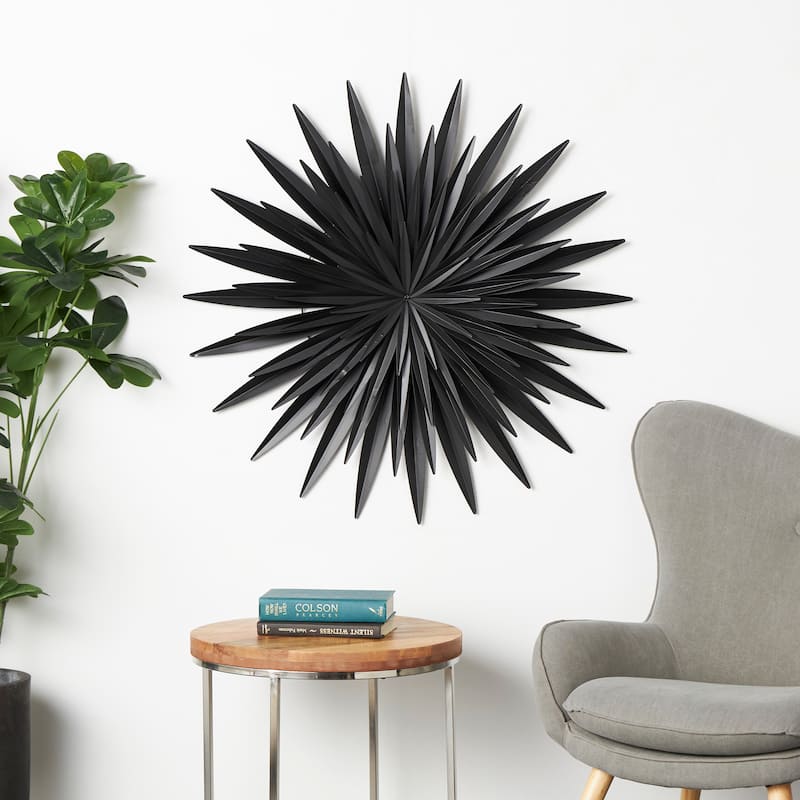 Black Metal Large Layered 3D Sunburst Wall Decor - Black - 36"W, 36"H