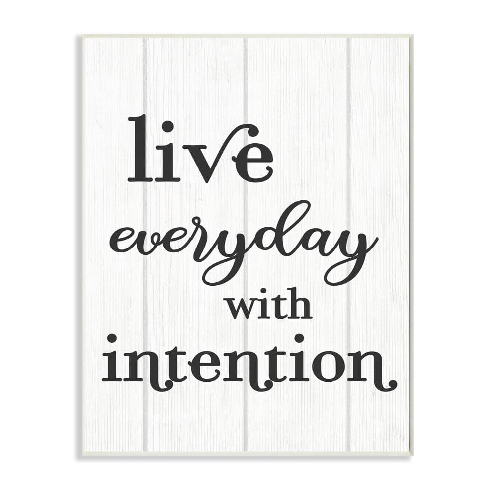 Stupell Live Everyday with Intention Quote Rustic Charm Wood Wall Art - Black