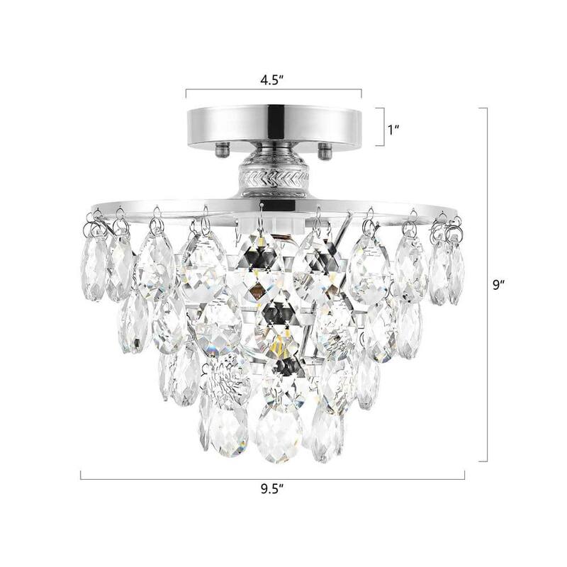 WINGBO Small Crystal Ceiling Light Fixture Mini Semi Flush Mount...