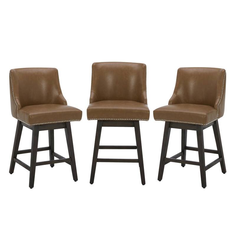 Spruce & Spring Oliver Counter Height Swivel Barstool Set - Set of 3 - Saddle Brown - Counter Height