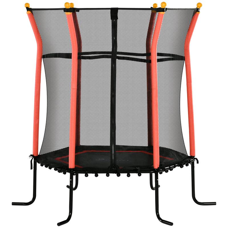Soozier Trampoline for Kids with Net, Indoor/Outdoor Toddler Trampoline with Safety Enclosure - Red