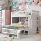preview thumbnail 2 of 12, Modern Twin Over Full Bunk Bed With Six Drawers And Flexible Shelves With Wheels