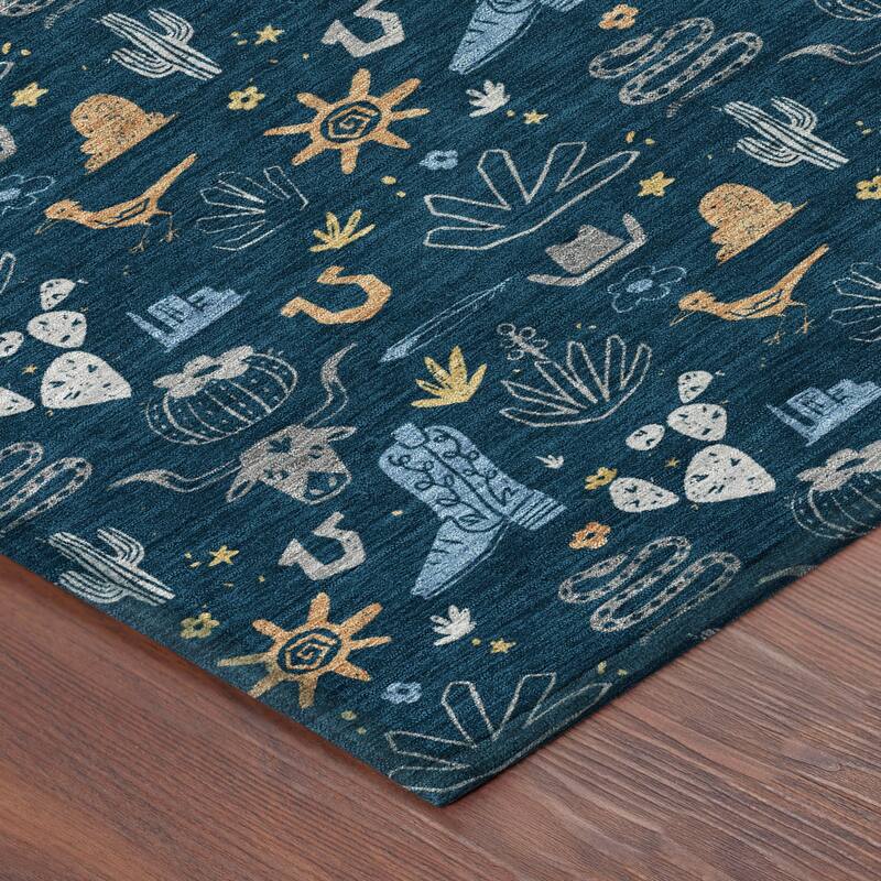 Machine Washable Indoor/ Outdoor Cowboy Ranch Chantille Rug