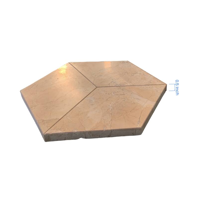 Hexagon Gold Beige Marble Tile - Polished Finish for Floor and Wall, 12-Piece Box