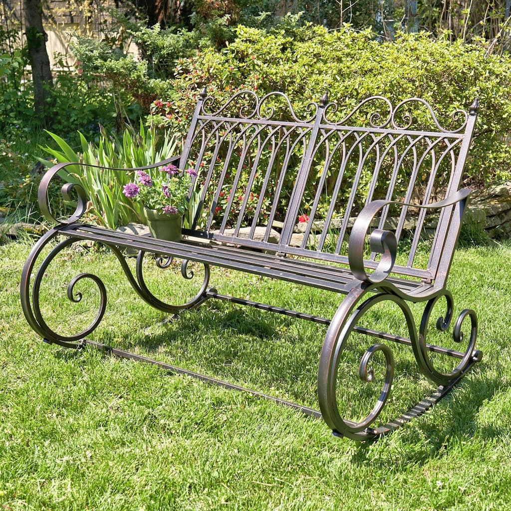 Iron Rocking Garden Bench "Tatiana" in Antique Bronze