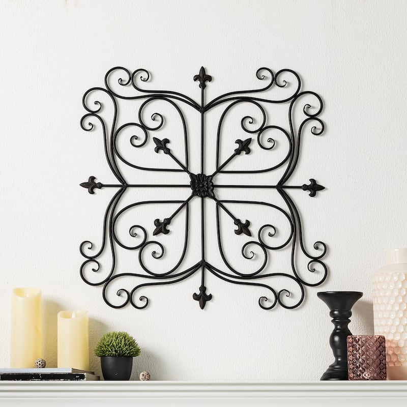 Glitzhome 23.5"L Traditional Iron Scroll Garden/Home Wall Decor