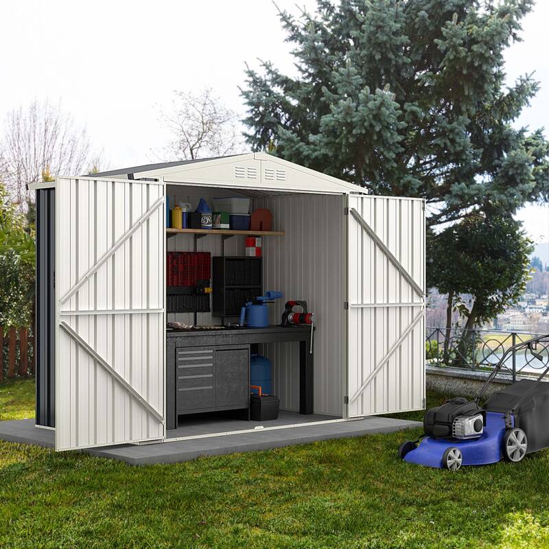 Costway 7 x 4 FT Metal Outdoor Storage Shed Snap-on Structures for - See Details
