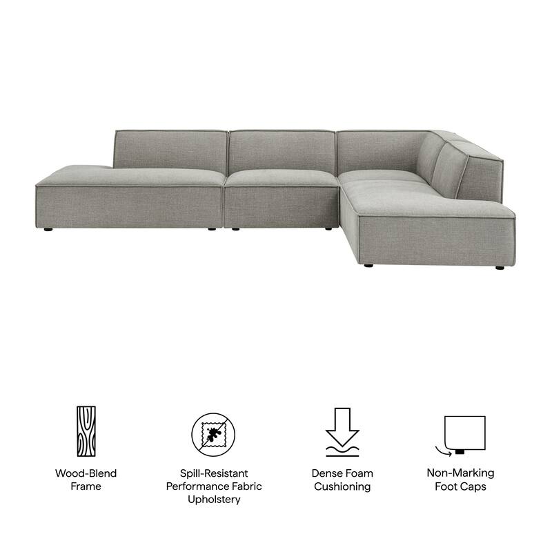 Restore 4-Piece Performance Fabric Upholstered Modular L-Shaped Armless Sectional Sofa