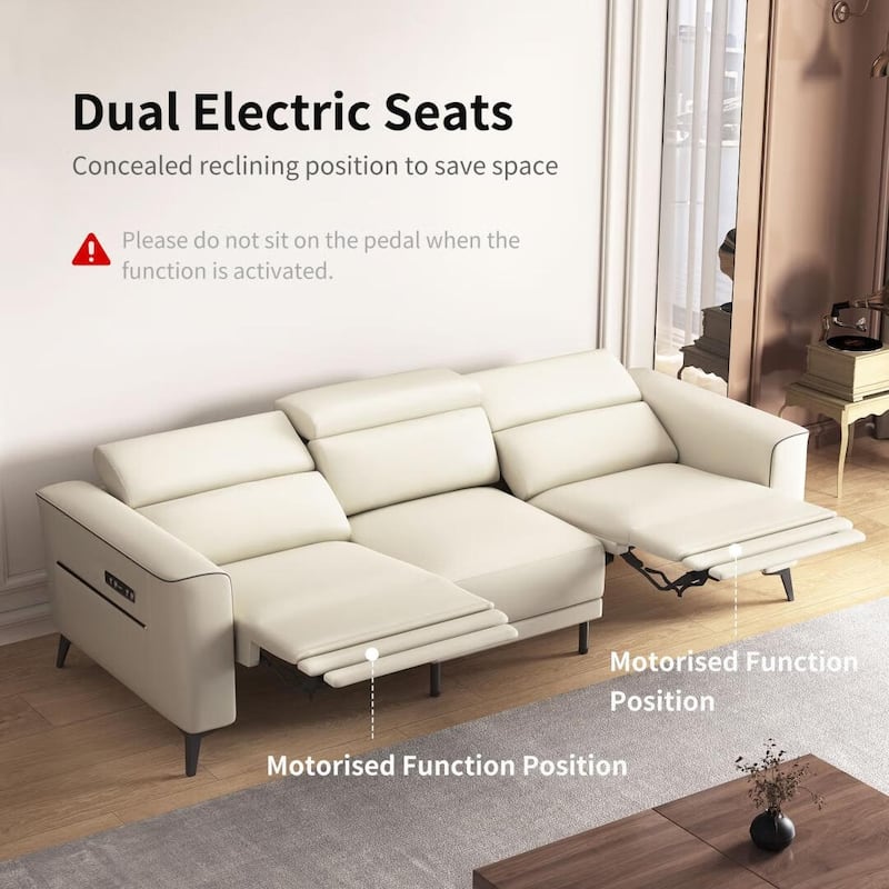 112.5'' Leather Power Reclining Sofa with USB Charging Port