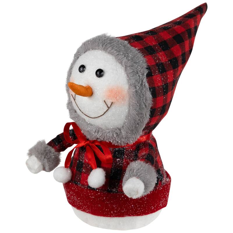 Jolly Baby Snowman with Plaid Coat Christmas Figurine - 7.5"