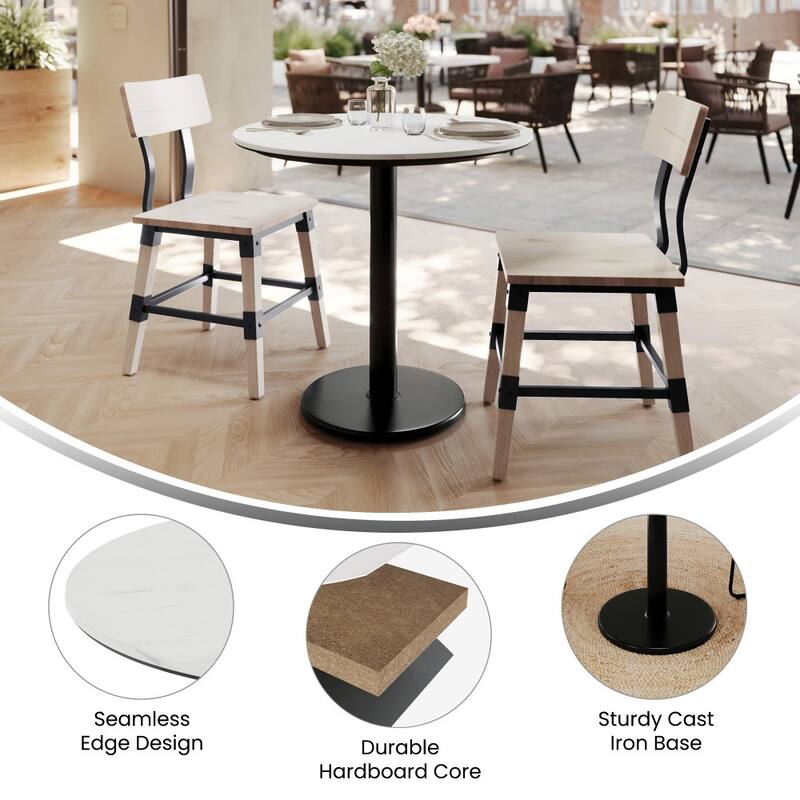 Commercial HPL Tabletop with Table Height Round Base