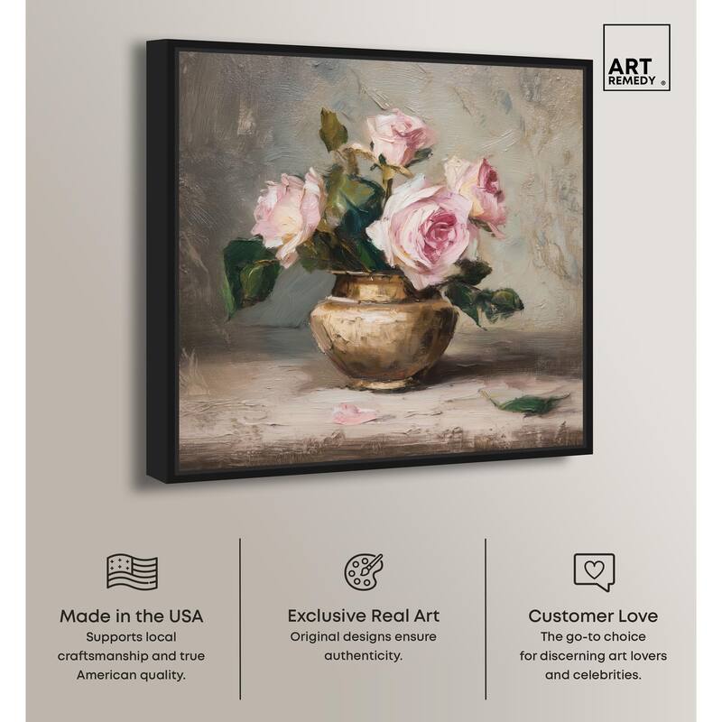 Pink Petals and Brass Canvas by Art Remedy
