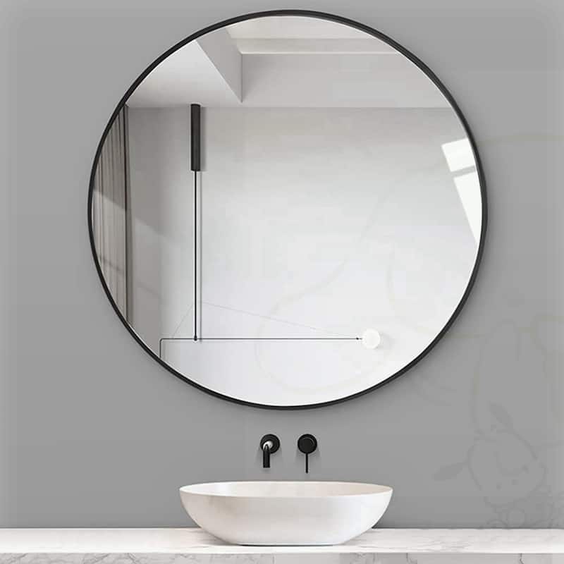 Circle Mirror 30 Inch Brushed Aluminum Frame