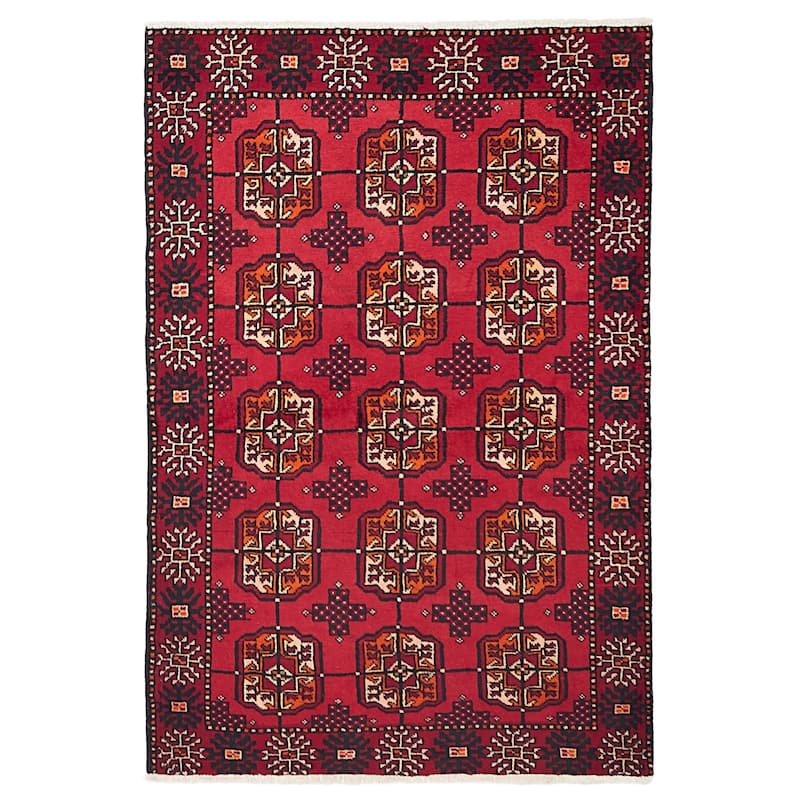 ECARPETGALLERY Hand-knotted Teimani Red Wool Rug - 4'2 x 6'4
