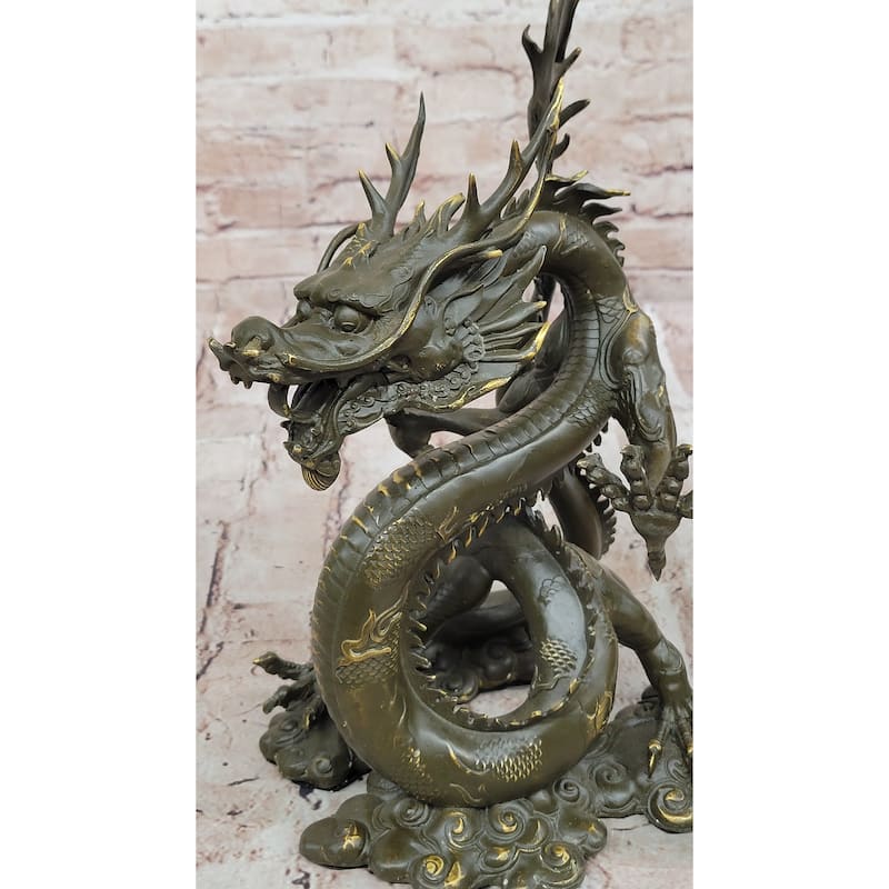 Chinese Imperial Dragon Statue – Bronze Feng Shui Serpent Decor