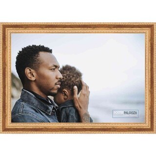 14x9 Traditional Gold Complete Wood Picture Frame with UV Acrylic, Foam ...