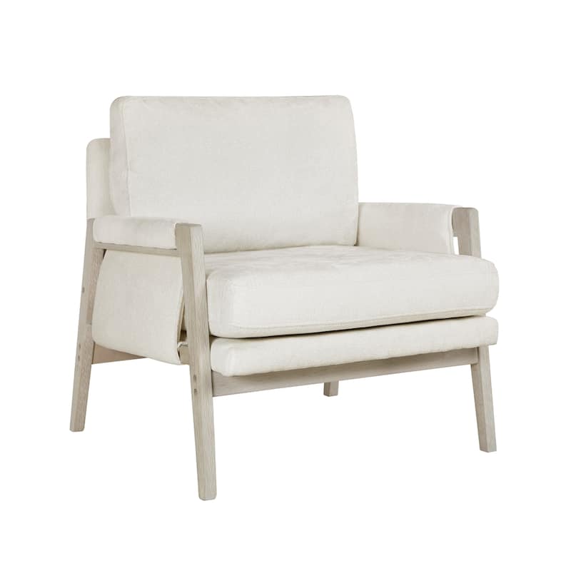 Mao Accent Armchair, Removable Cushion Cover, Soft Ivory Chenille