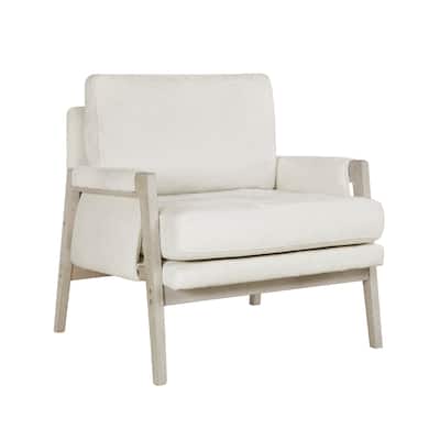 Mao Accent Armchair, Removable Cushion Cover, Soft Ivory Chenille