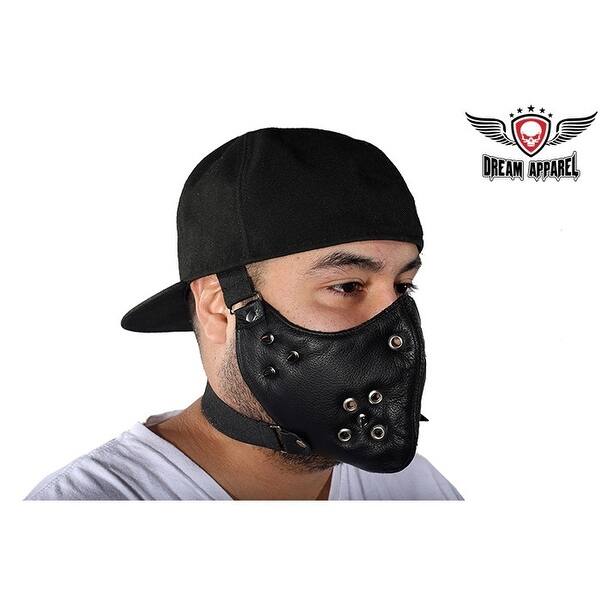 Shop Black Leather Biker Face Mask With Spikes Overstock 23131434