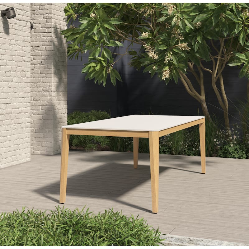Amazonia Beura Outdoor Patio Dining Wood Table - White Big Table