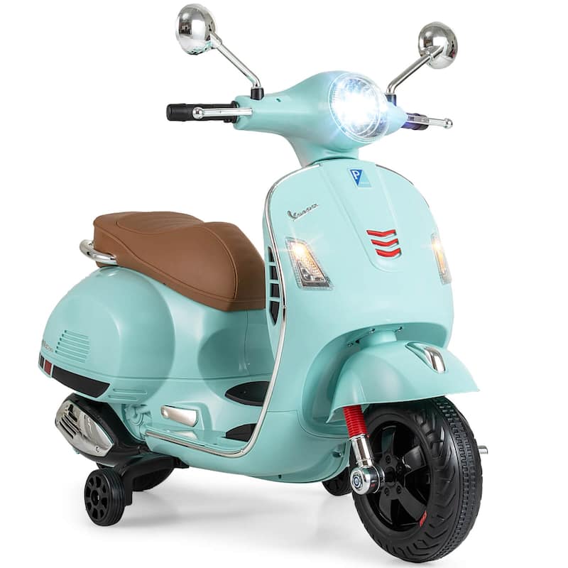 Costway Licensed VESPA 12V Kids Electric Motorcycle with Music Horn - See Details - Green