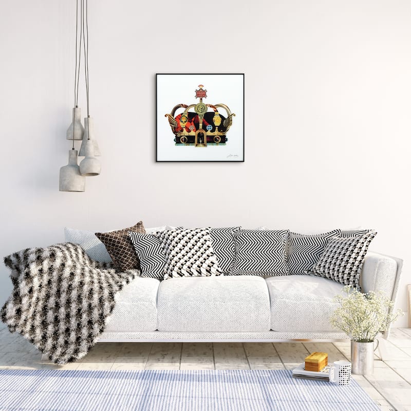"Crown" Printed Glass Wall Art with Black Anodized Aluminum Frame