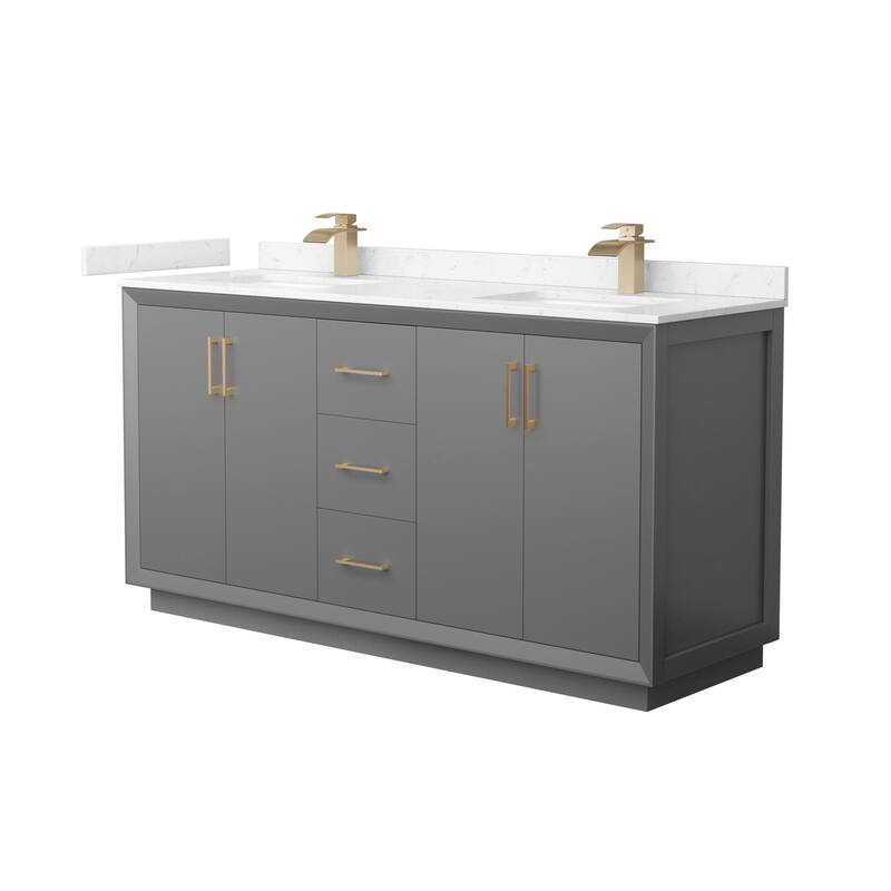 Wyndham Collection WCF414166D-VCA-UNSMXX Strada 66" Free Standing - Dark Gray / Carrara Cultured Marble Top / Satin - Painted