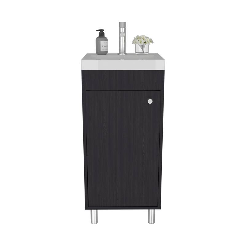 Bathroom Vanity, 1 Door, 4 Legs, 2 Shelves with Engineered wood construction for durability