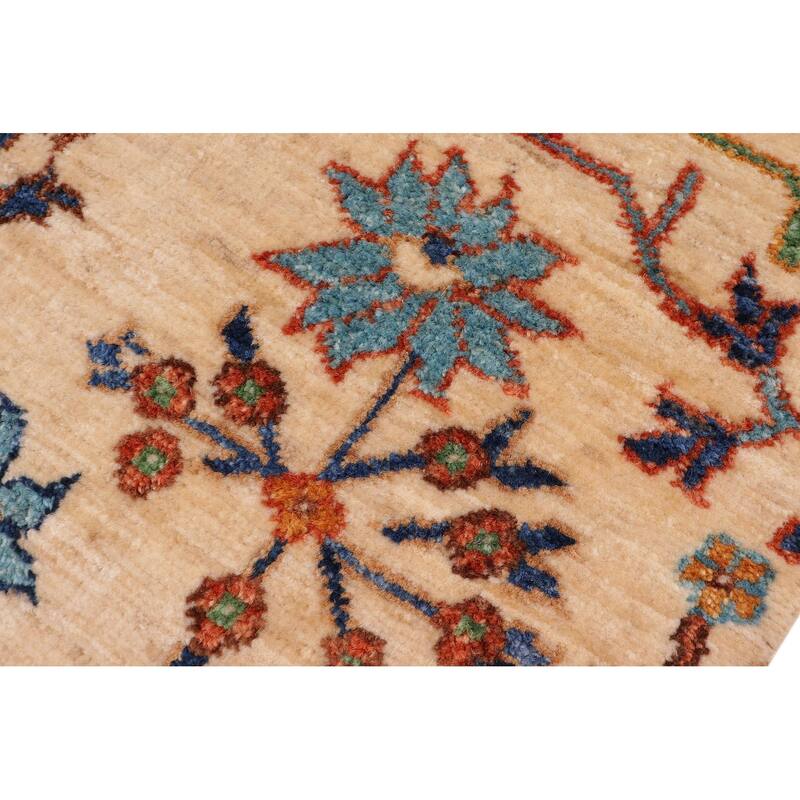 Classic Ziegler Talia Beige Rust Hand-Knotted Wool Runner - 2'1'' x 4'11''