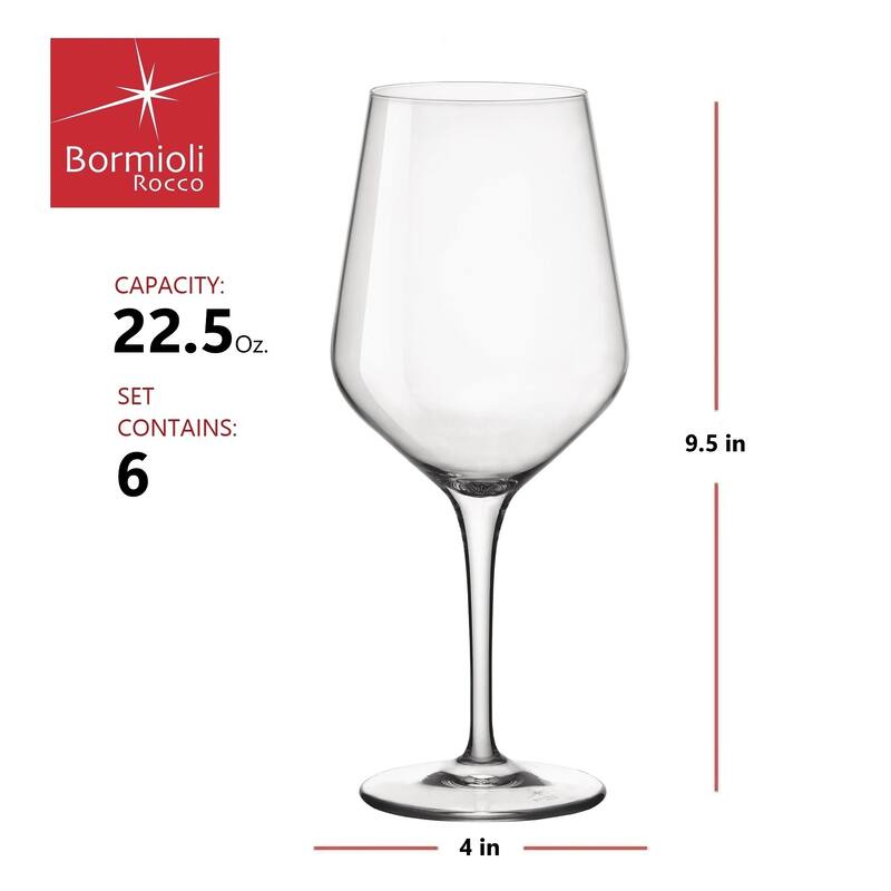 Bormioli Rocco Set of 6 Electra Wine Glasses