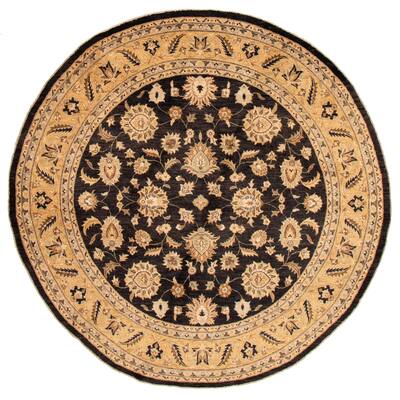 ECARPETGALLERY Hand-knotted Chobi Twisted Black Wool Rug - 9'9 x 9'9