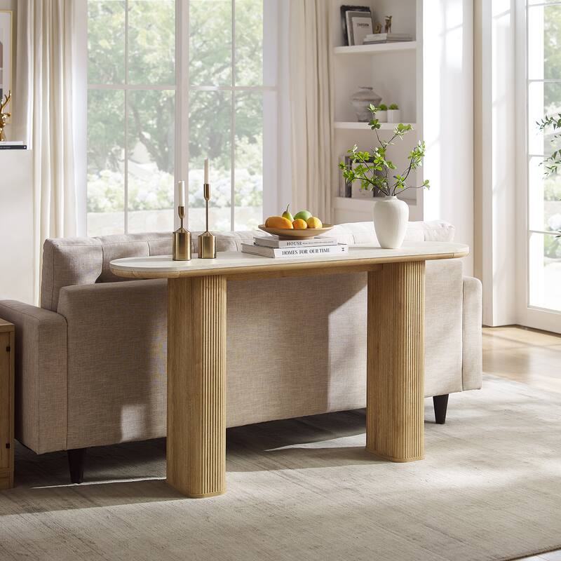 63" Modern Console Table, Entryway Table, Sofa Table with Fluted Bases
