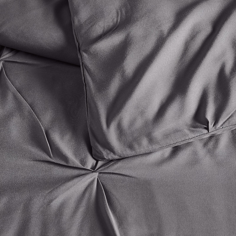Truly Soft Pinch Pleat Solid 3-piece Microfiber Comforter Set