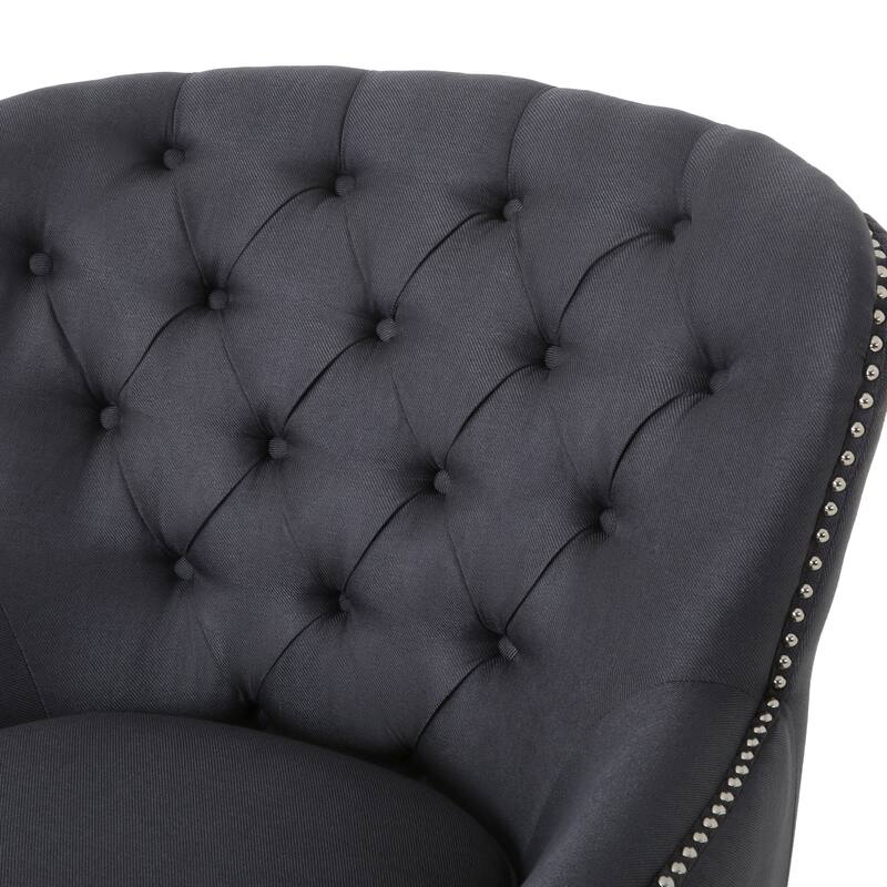 Upholstered Accent Chair Set with Ottoman, Morden Living Room Chair with Tufted Back, Rivet Trim for Bedroom/Reading Spaces