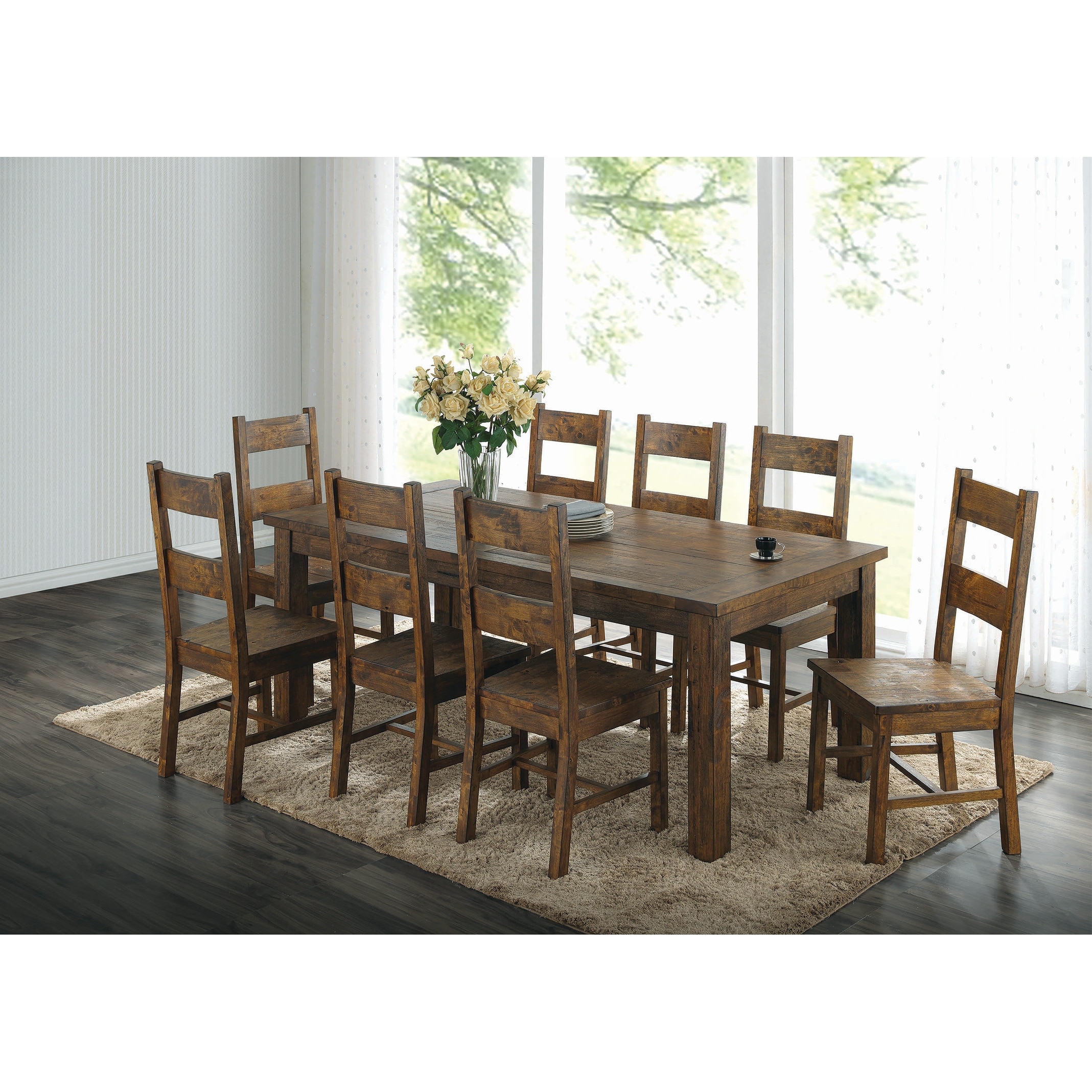 Carbon loft yoona rustic golden shop brown solid wood dining table