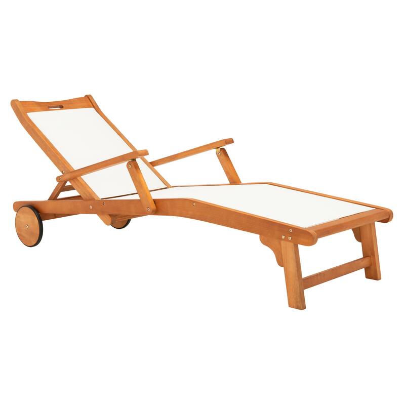 SAFAVIEH Outdoor Linie Sunlounger with Wheels - 25Wx36Dx71H