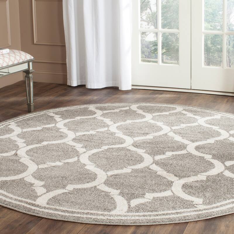 SAFAVIEH Amherst Huynh Modern Rug - 7' Round - Dark Grey/Beige