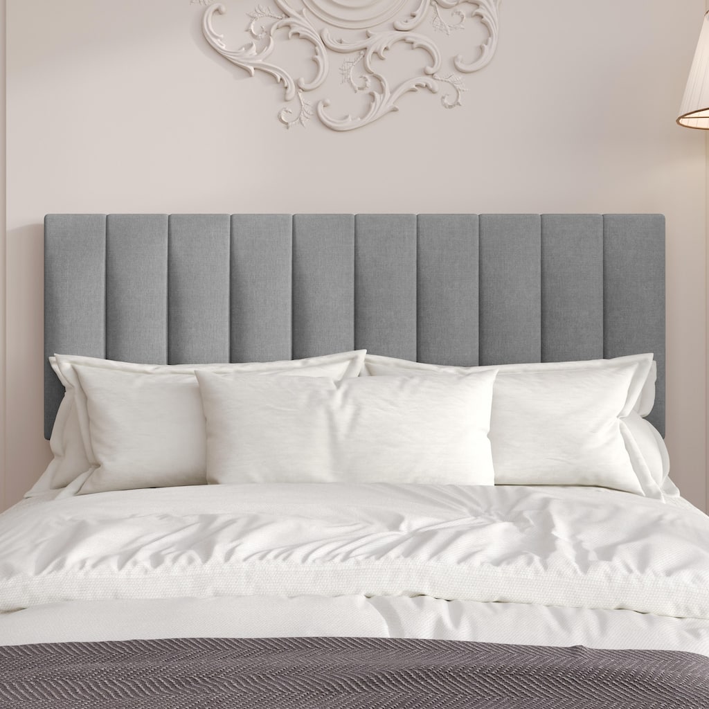 Clayfell Dennis Twin Upholstered Headboard with Vertical Channel Design, Adjustable Height, Gray