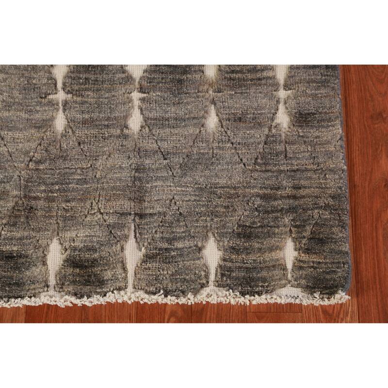 Trellis Gray Gabbeh Oriental Rug Hand-Knotted Wool Carpet - 3'9"x 5'10"