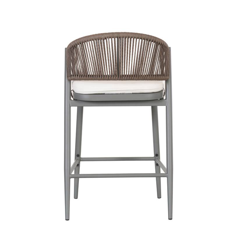 Christopher Knight Home - Beverly Outdoor Counter Stools with Scallop Backrest (Set of 4) - Iron