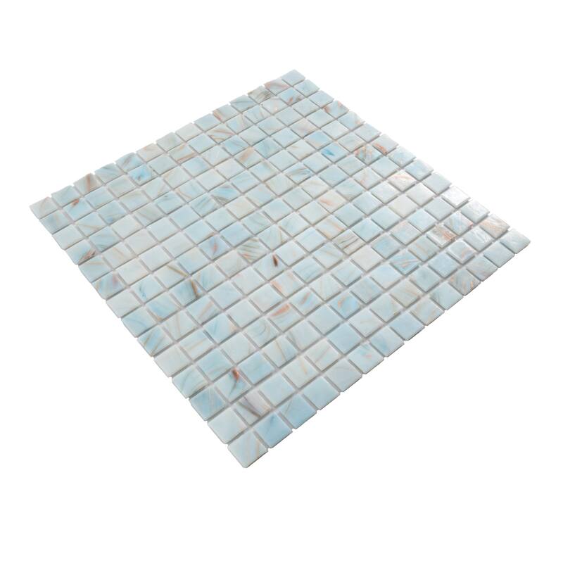 Apollo tile 12" x 12" Celestial Glossy Pastel Blue Glass Tile (20 sq ft/case) - 20 Pack