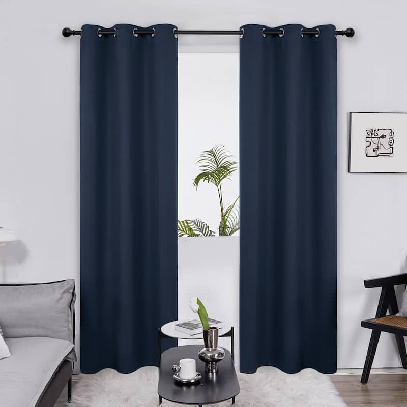 Deconovo Grommet 38 Width Curtain (2 Panel) - 38x84 - Navy Blue