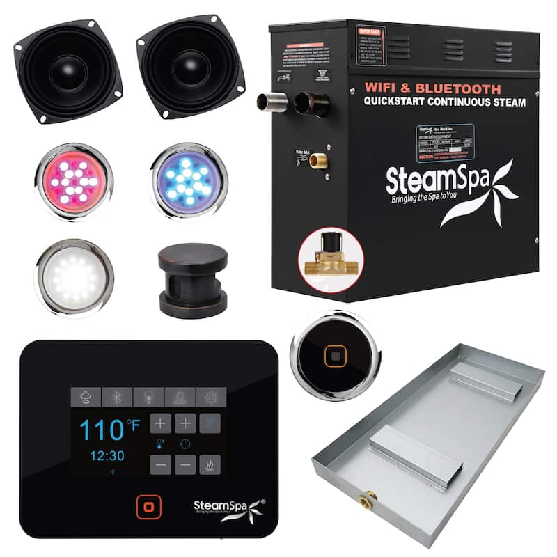 SteamSpa Black Series Bluetooth 7.5kW QuickStart Steam Bath Generator - Oil Rubbed Bronze