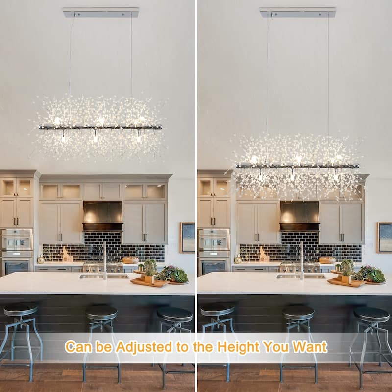 9-Light Modern Firework Crystal Chandelier for Dining Room Living Room Bedroom, Classic Semi Flush Mount Chandelier