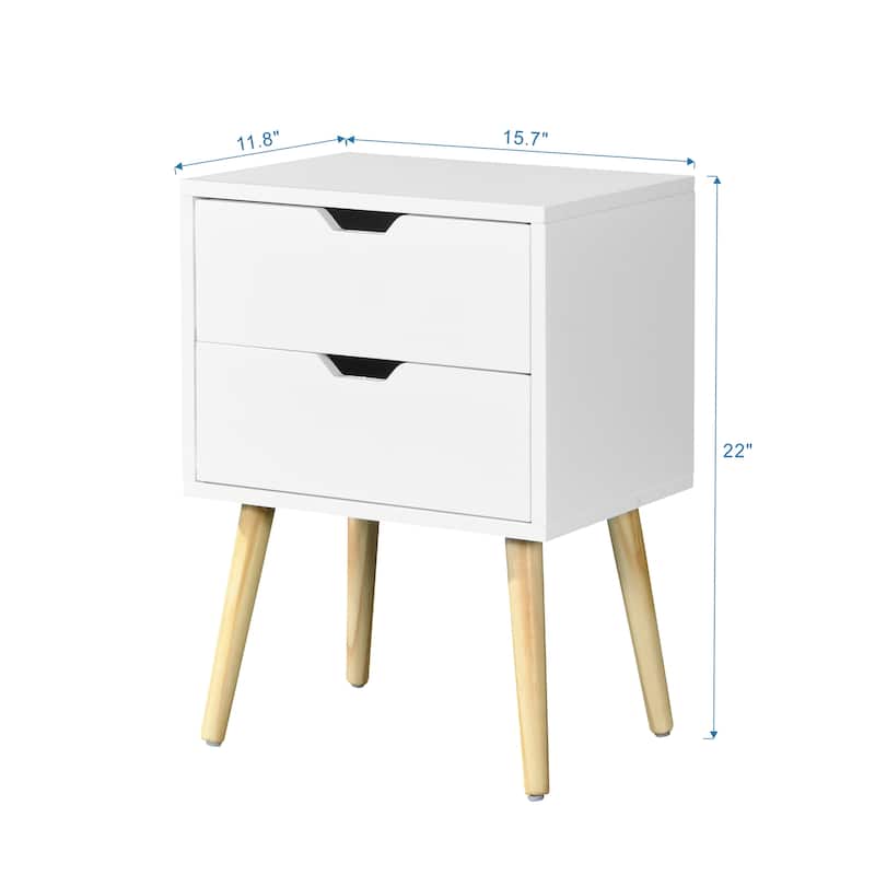 Side Table With 2 Drawer And Rubber Wood Legs Furniture